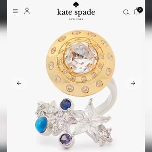 NWT Kate Spade Gold and Silver UFO Cocktail Ring 🛸👽. Size 6
